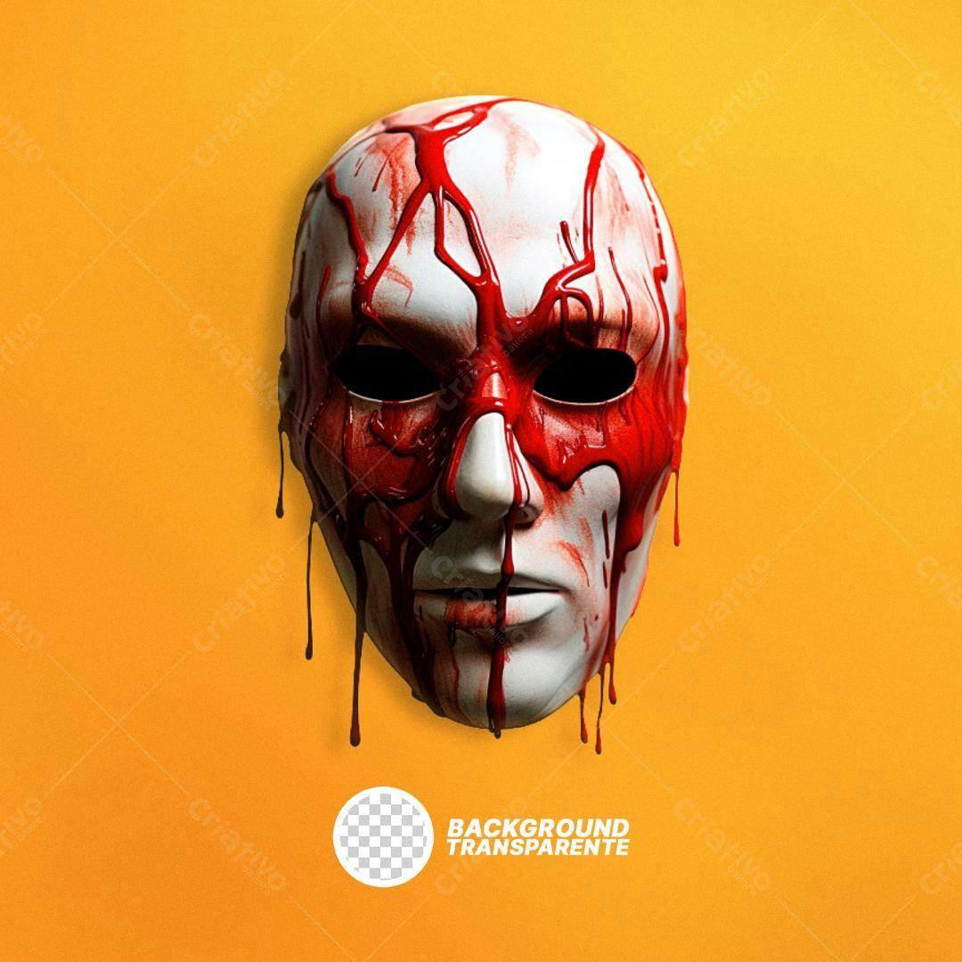 Máscara de Terror Halloween PNG com fundo transparente