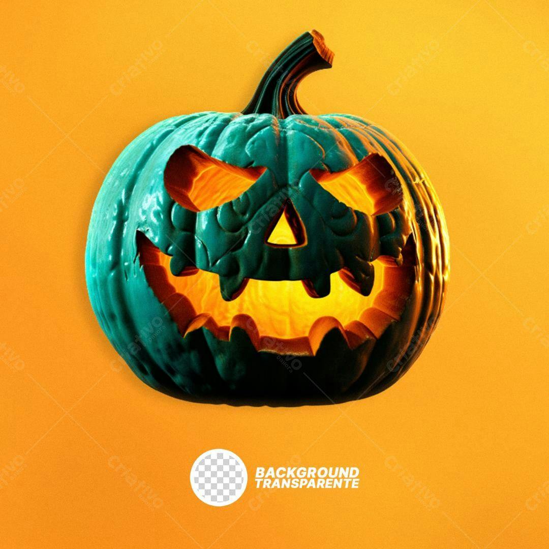 Icone Halloween Abóbora Verde PNG com fundo transparente