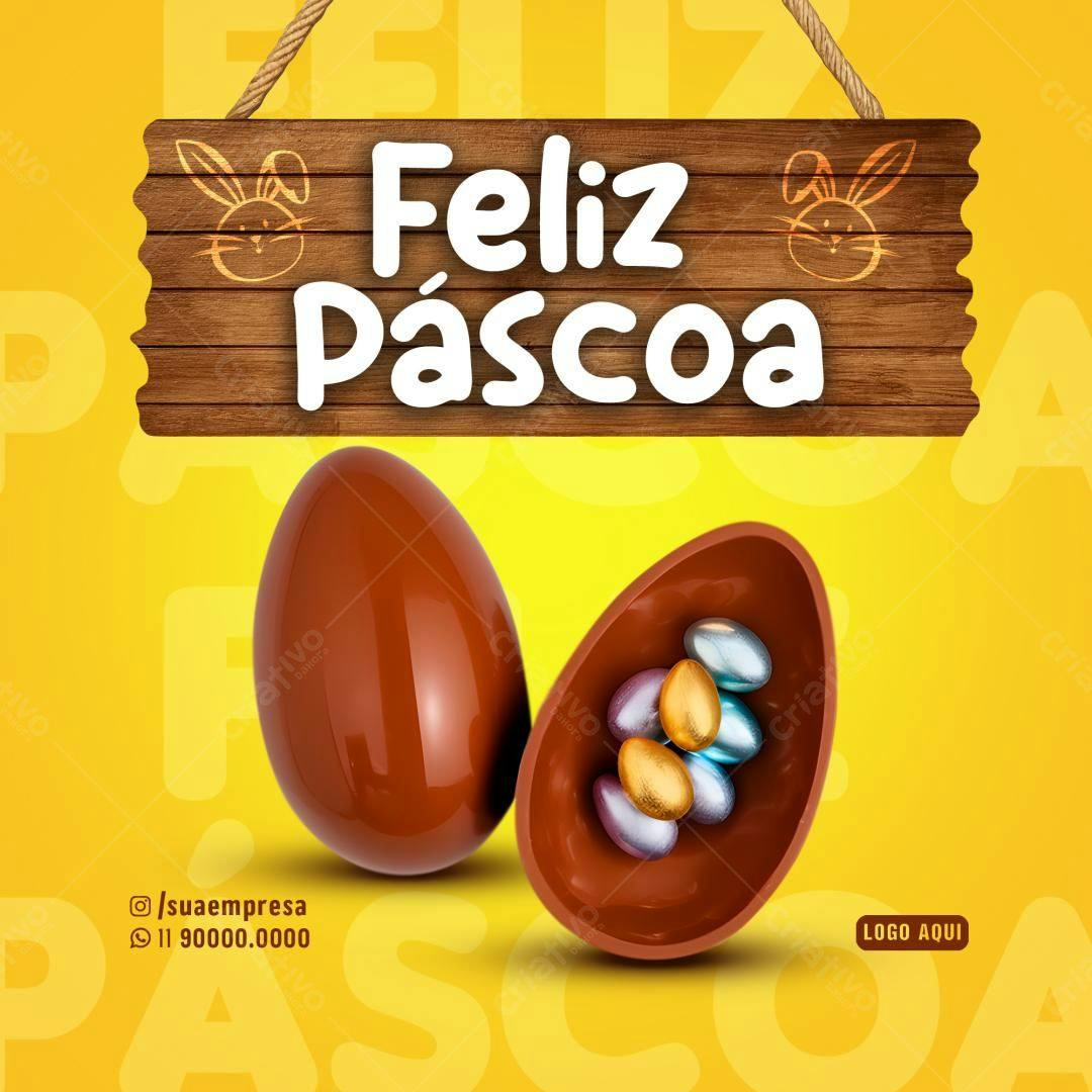 Postagem Feliz Páscoa PSD Editável