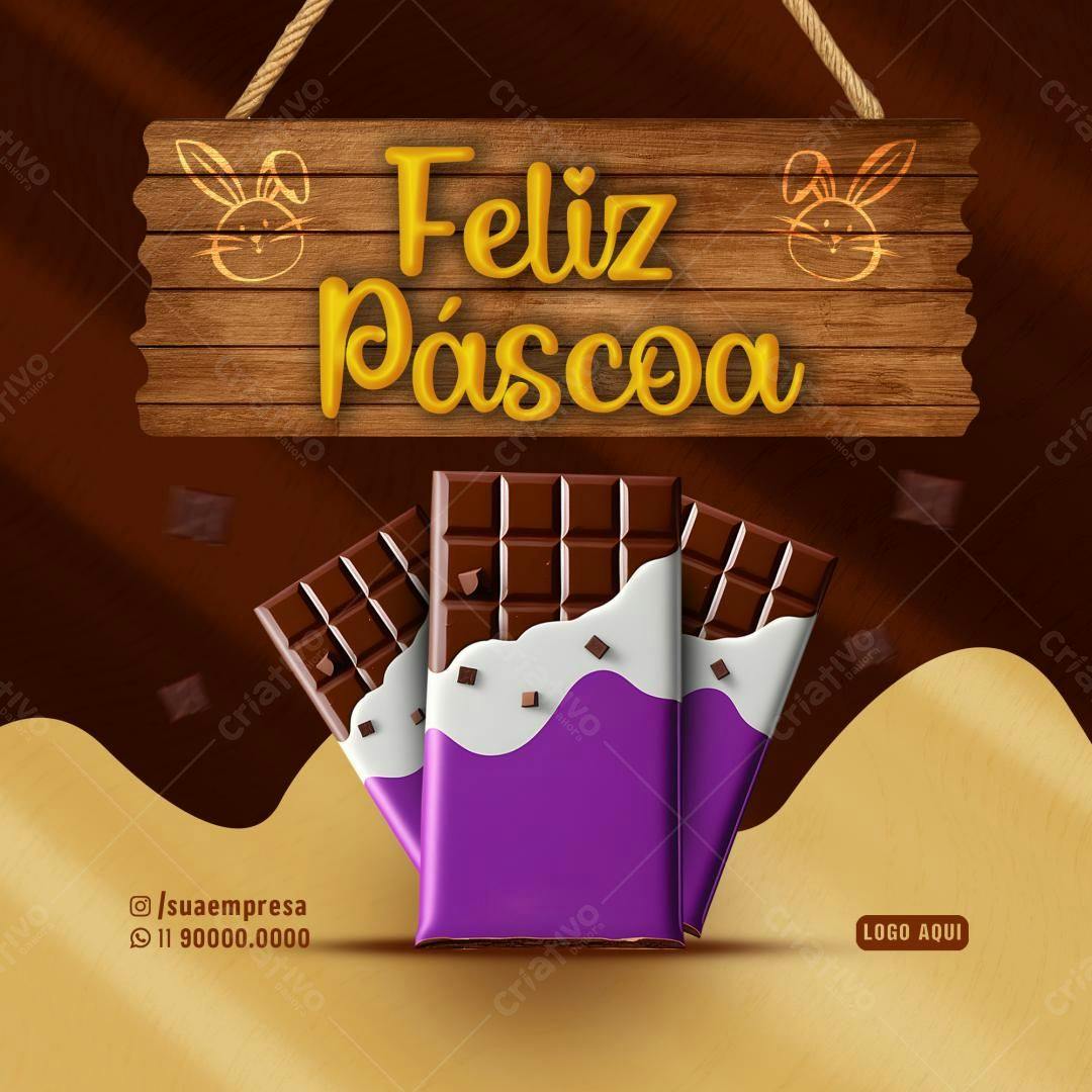 Postagem Páscoa com Chocolate PSD Editável