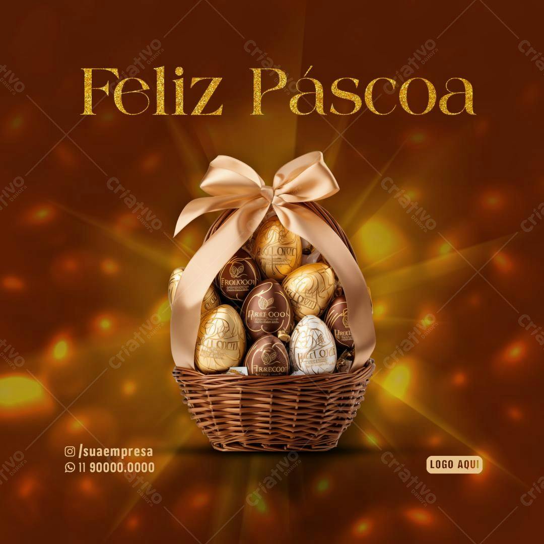 Postagem Feliz Páscoa PSD Editável