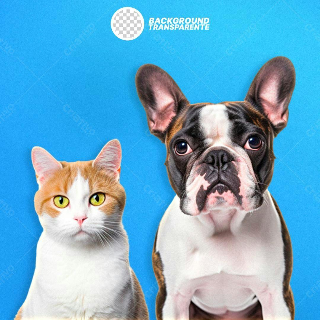 Icone Pet Shop Gato e Bulldog Francês PNG com fundo transparente
