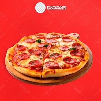 Pizza de pepperoni com fundo transparente