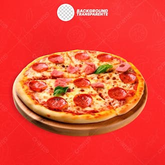 Pizza de pepperoni com fundo transparente