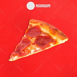 Fatia de pizza de pepperoni com fundo transparente