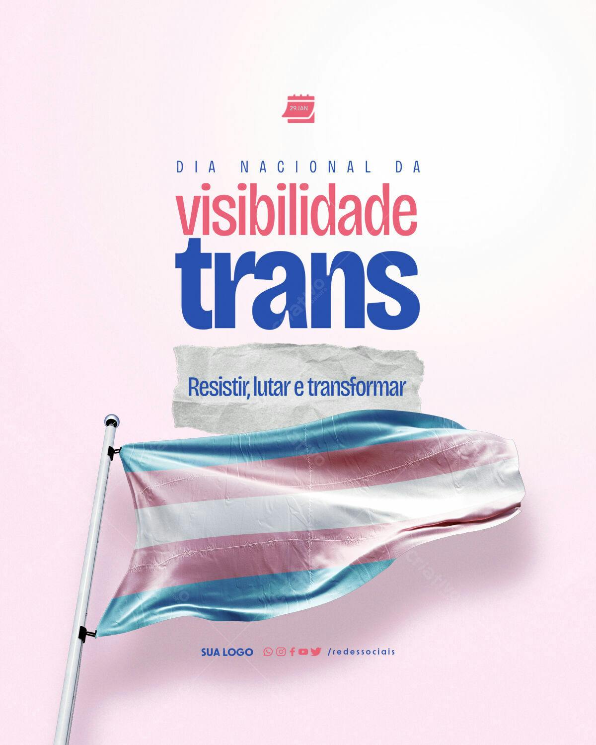 Post para Dia da Visibilidade Trans PSD Editável