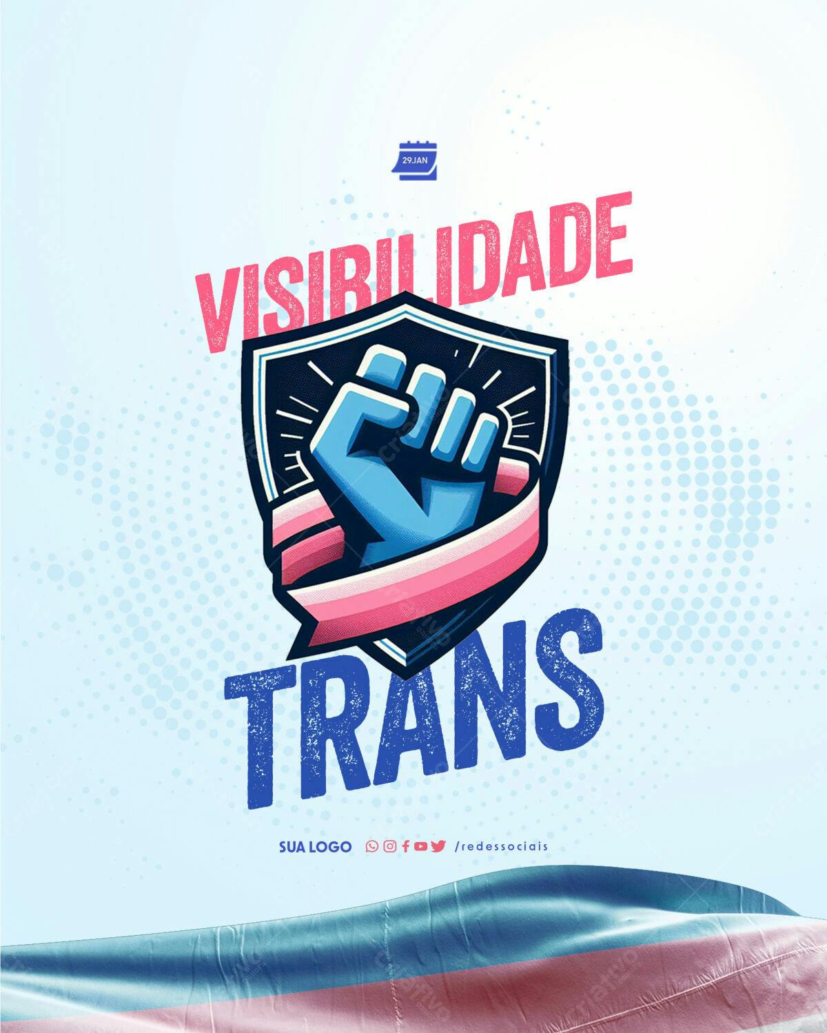 Arte para Dia da Visibilidade Trans PSD Editável