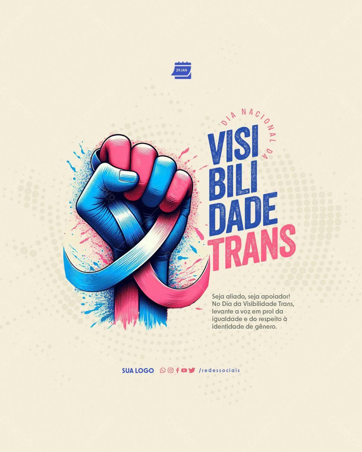 Flyer Dia da Visibilidade Trans PSD Editável