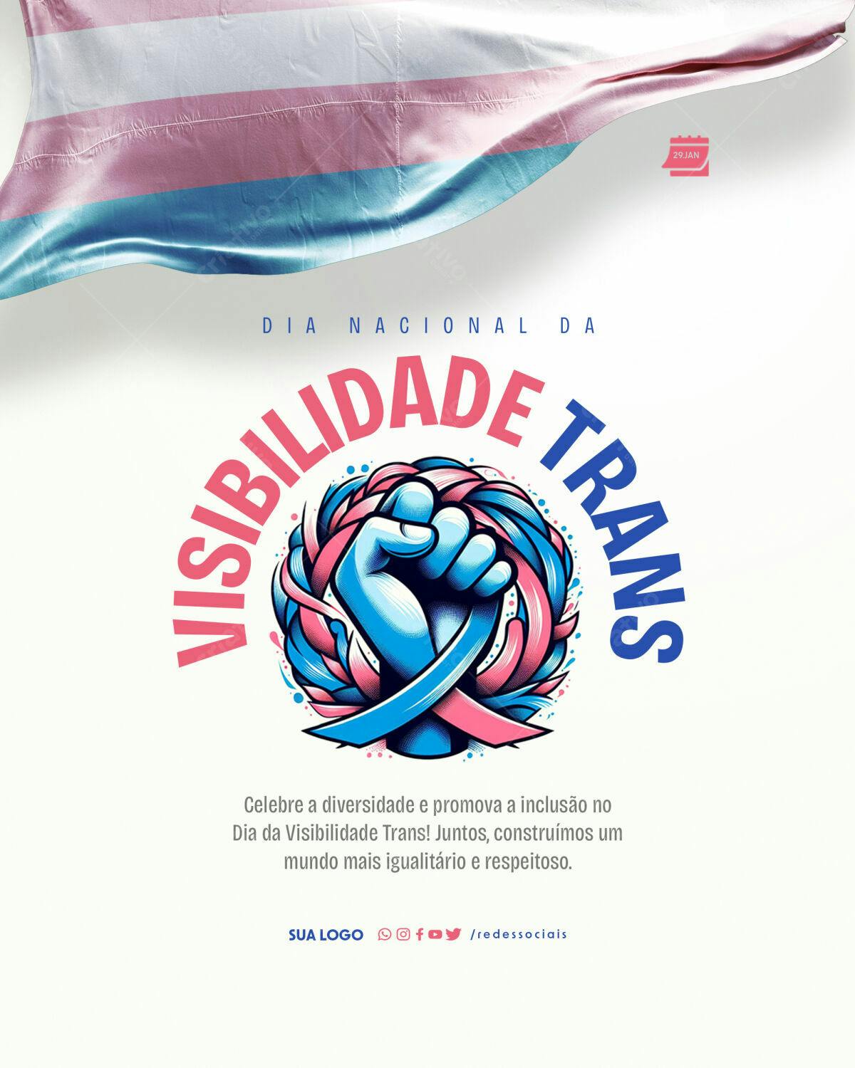 Flyer Dia da Visibilidade Trans PSD Editável