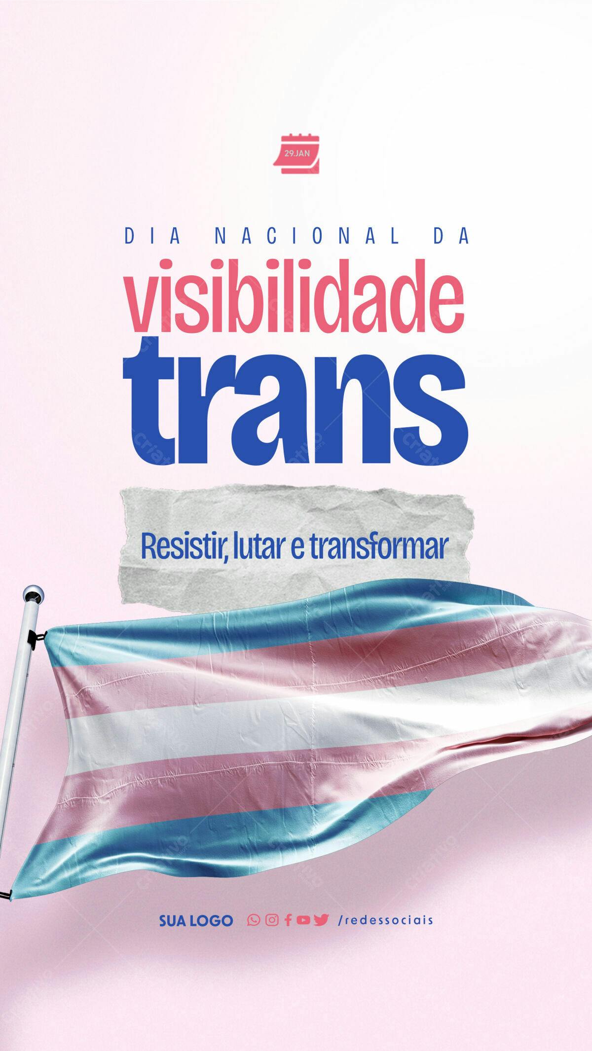 Flyer Dia Nacional da Visibilidade Trans PSD Editável