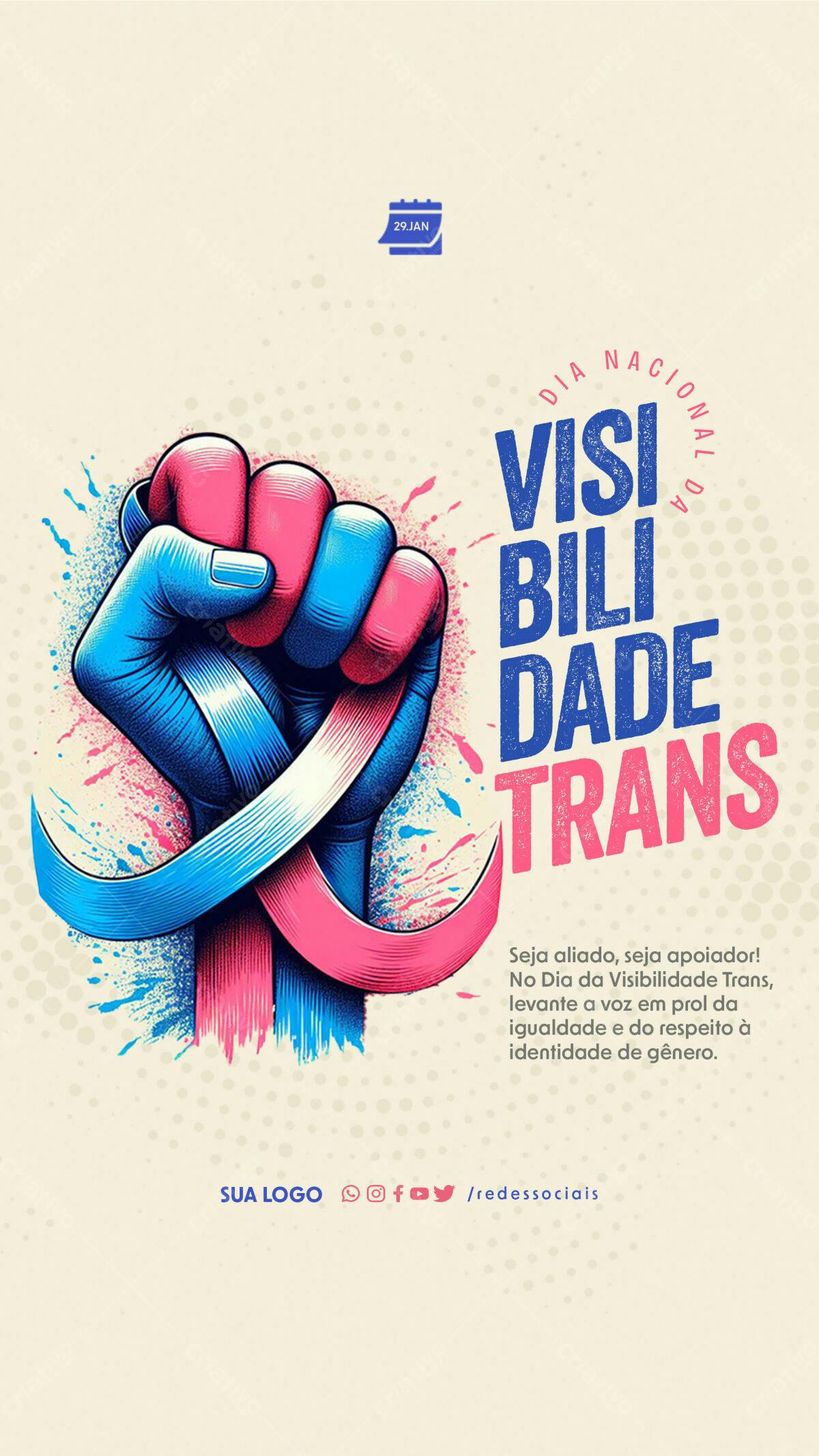 Flyer Dia da Visibilidade Trans PSD Editável