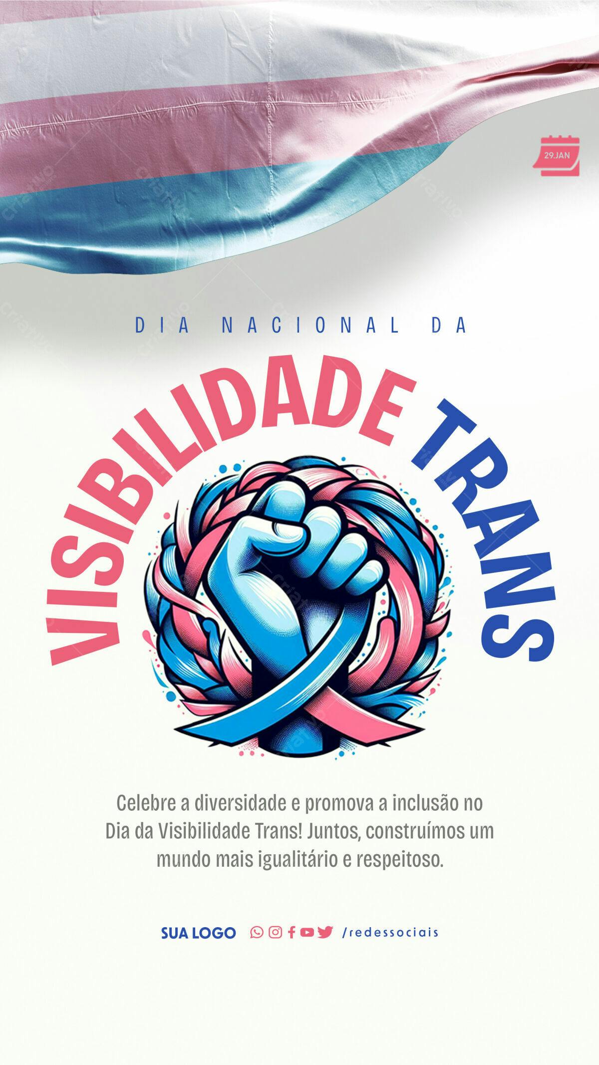 Flyer Dia Nacional da Visibilidade Trans PSD Editável