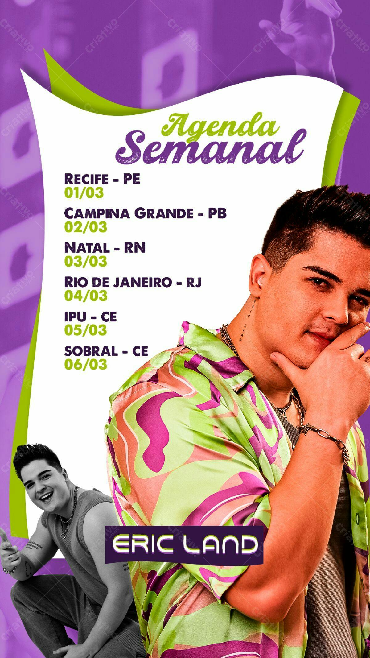 Flyer Agenda Semanal Eric Land PSD Editável