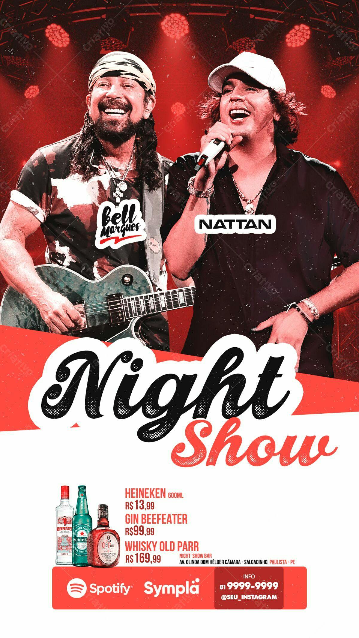 Flyer Show com Bell Marques e Nattan PSD Editável
