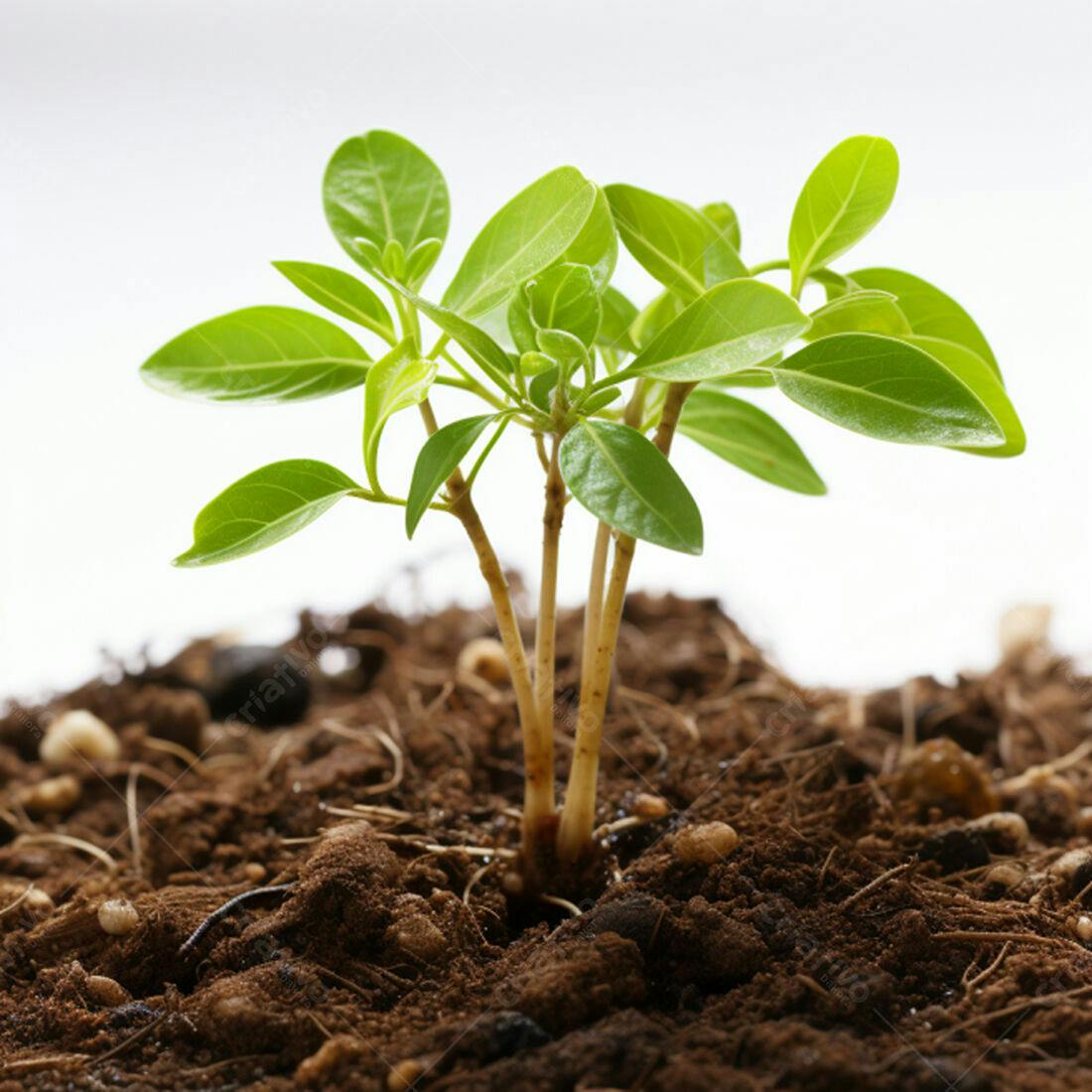 Planta crescendo solo marrom claro