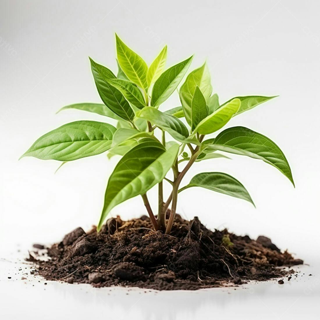 Planta crescendo em solo fértil