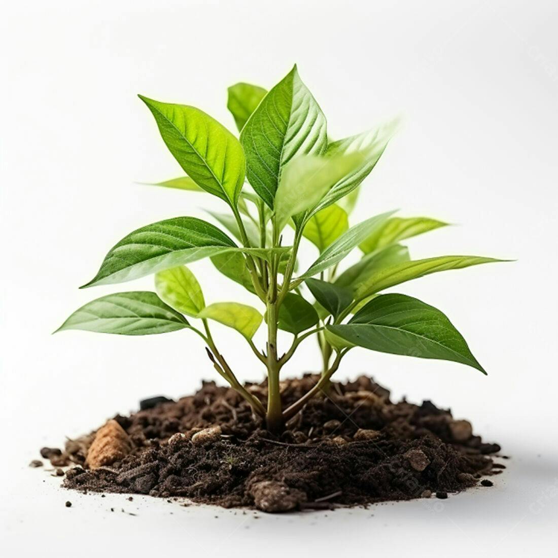 Planta jovem crescendo em solo fértil