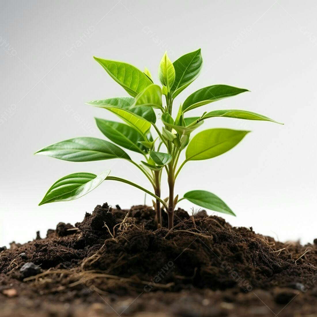 Planta crescendo em solo fértil