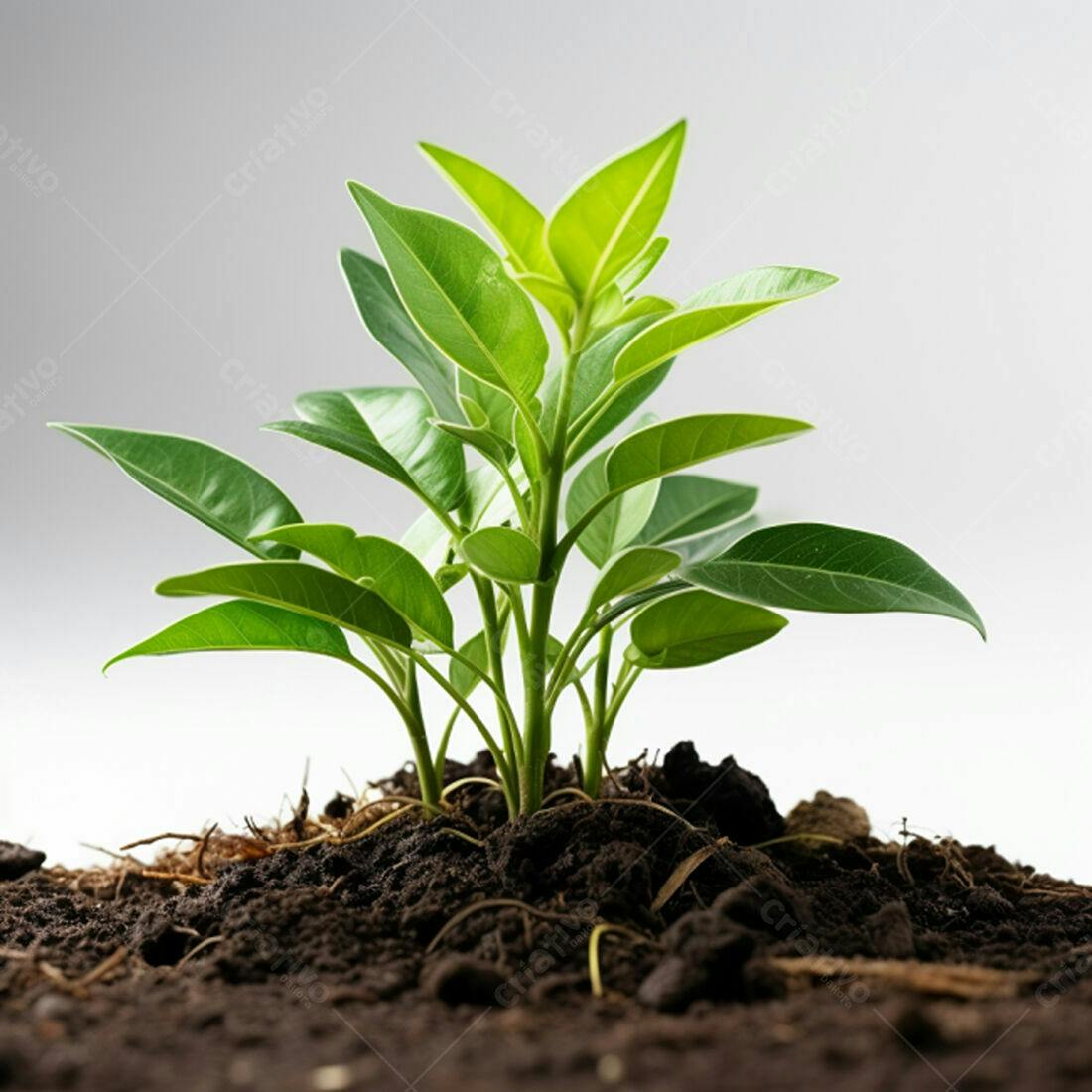 Planta crescendo em solo fértil