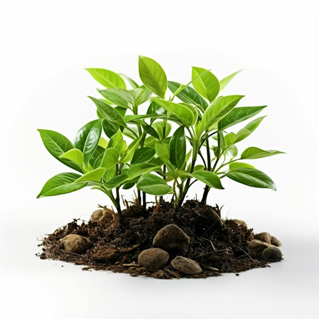 Plantas jovens crescendo em solo fértil
