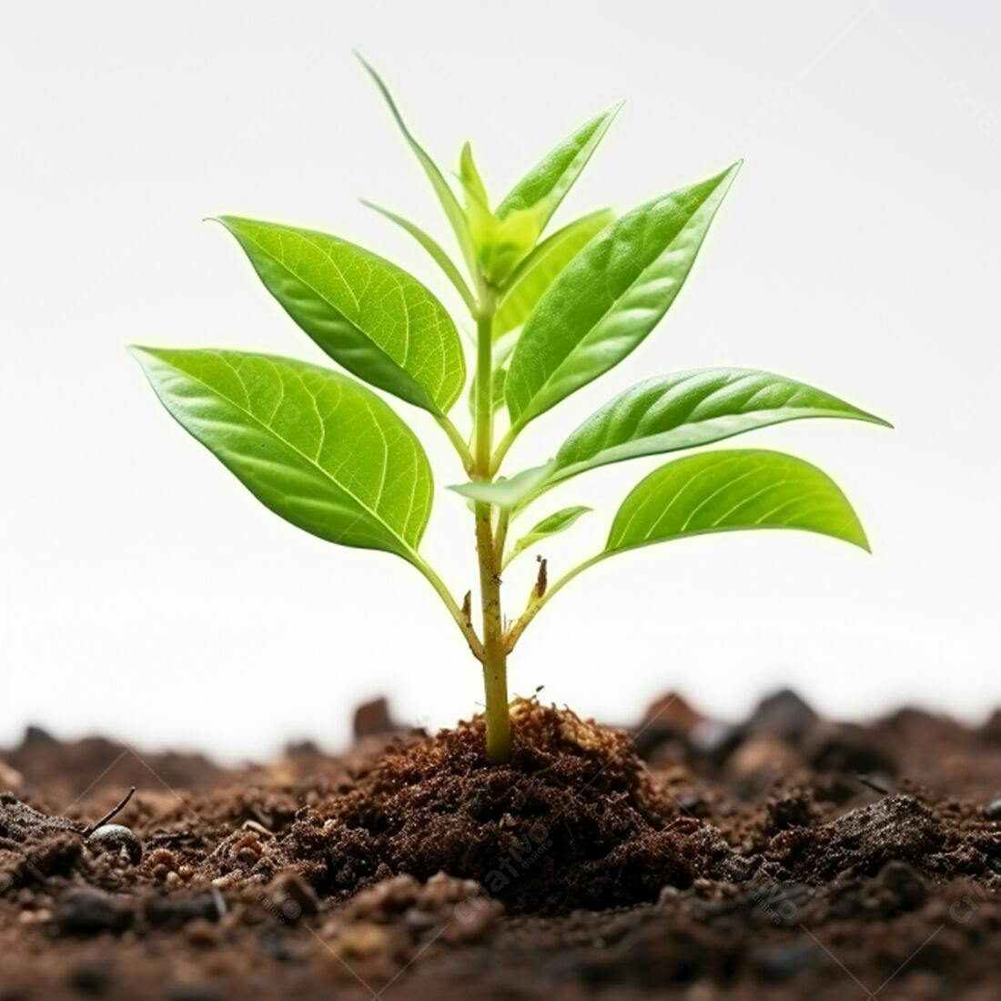 Planta brotando solo fértil