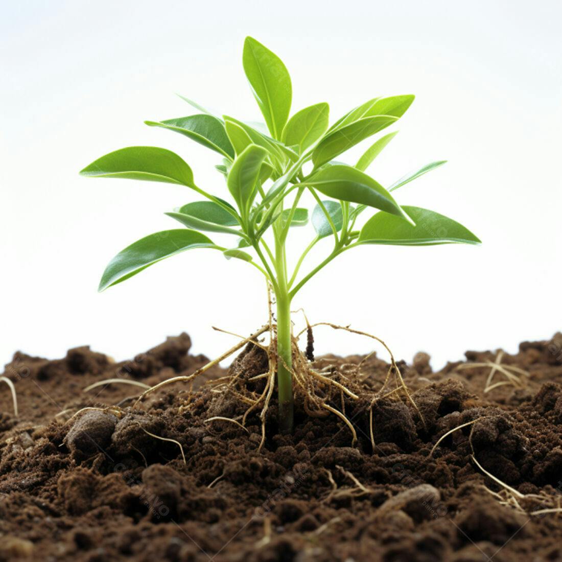 Planta jovem crescendo solo fértil