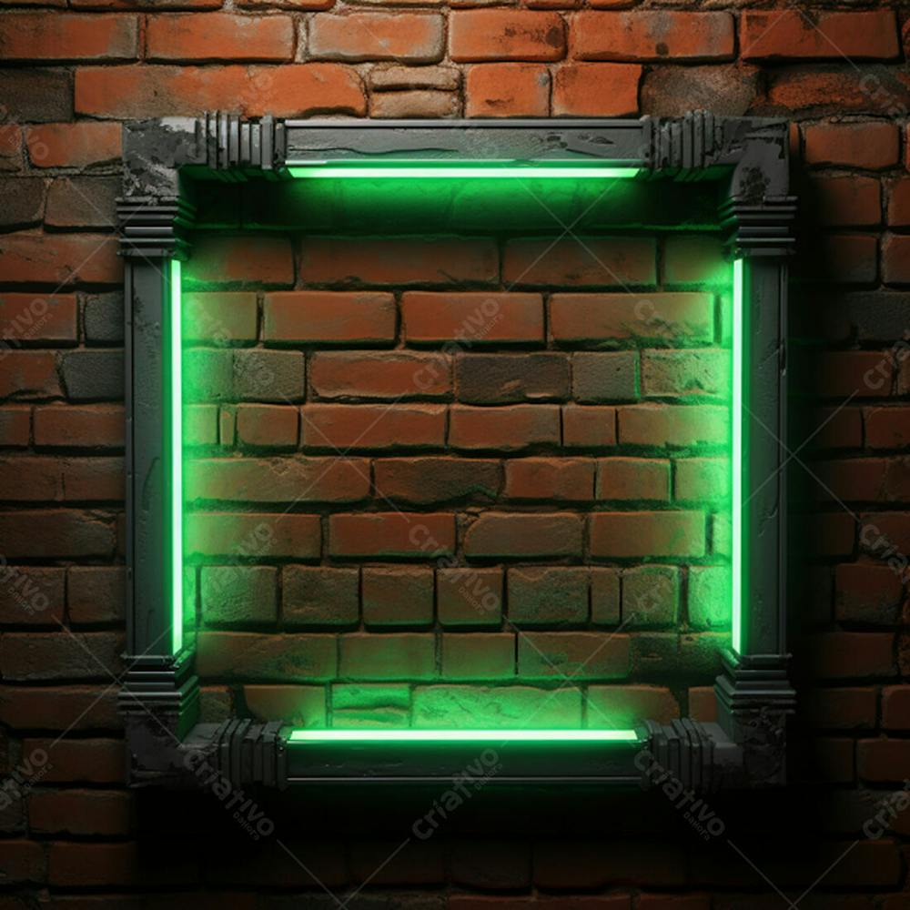 Parede De Tijolos Background Textura com frame neon