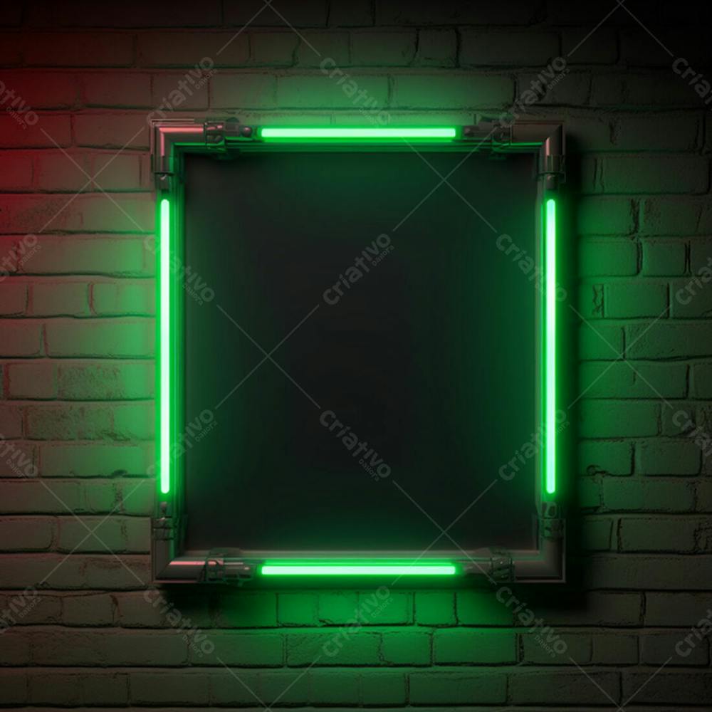 Parede De Tijolos Background Textura  com frame neon