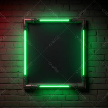 Parede de tijolos background textura com frame neon