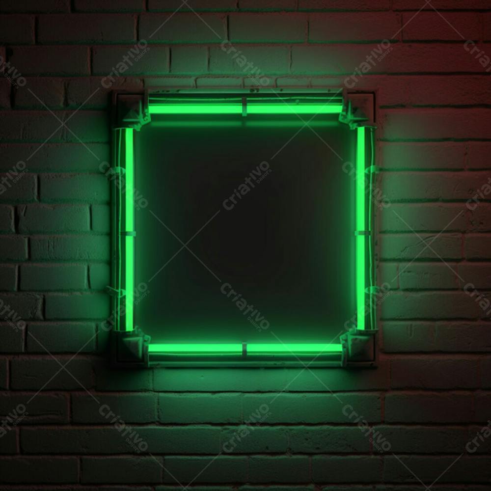 Parede De Tijolos Background Textura  com frame neon