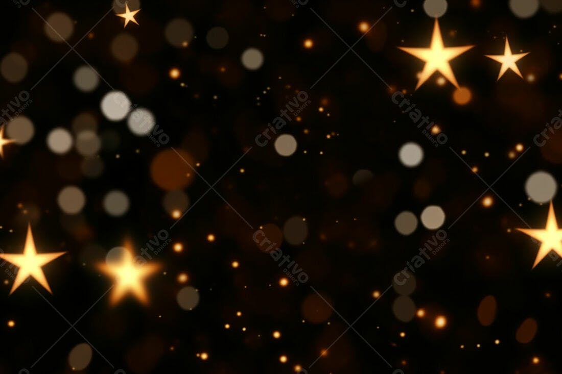Textura Estrelas Douradas e Luzes para Fundo