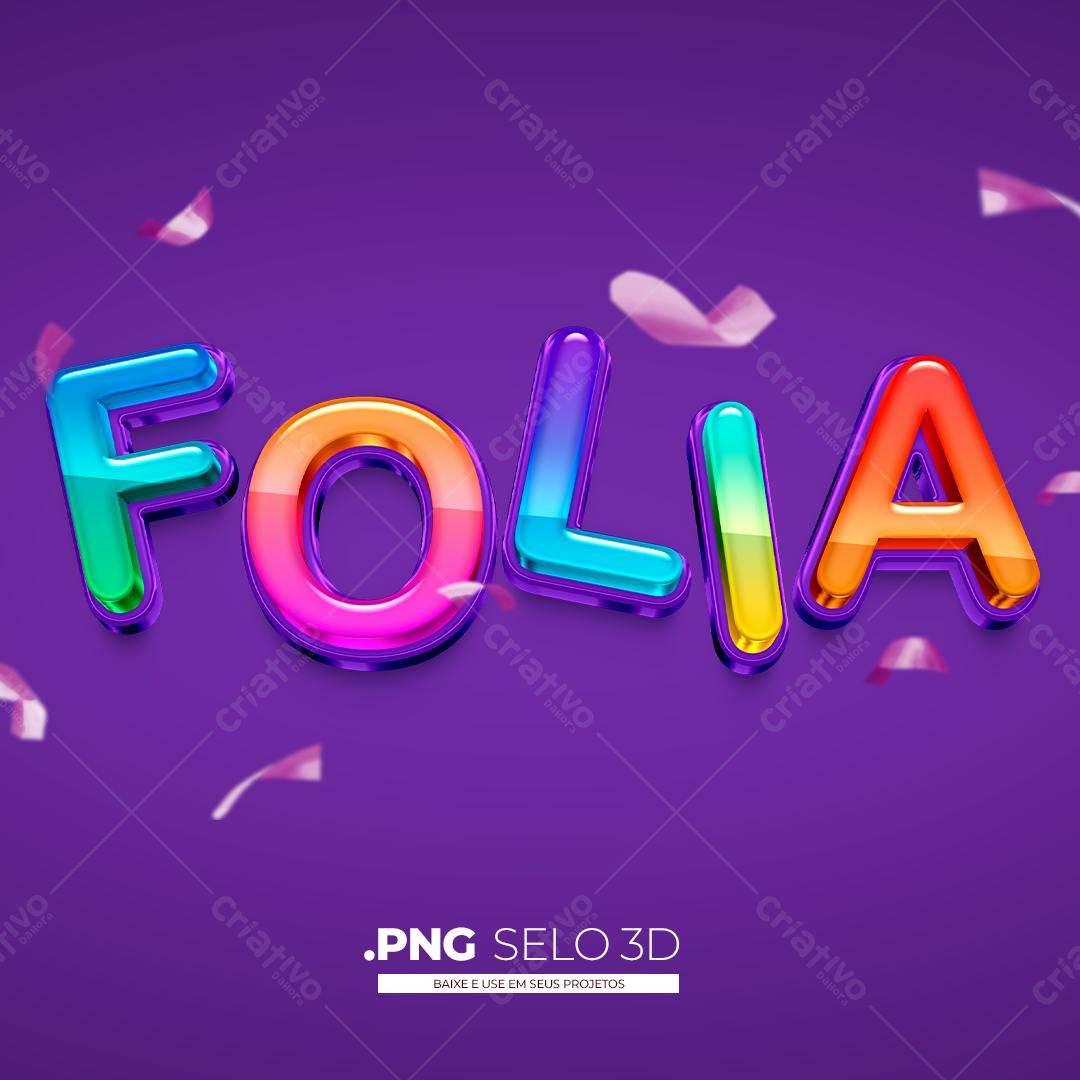 Selo 3D Folia PNG com fundo transparente