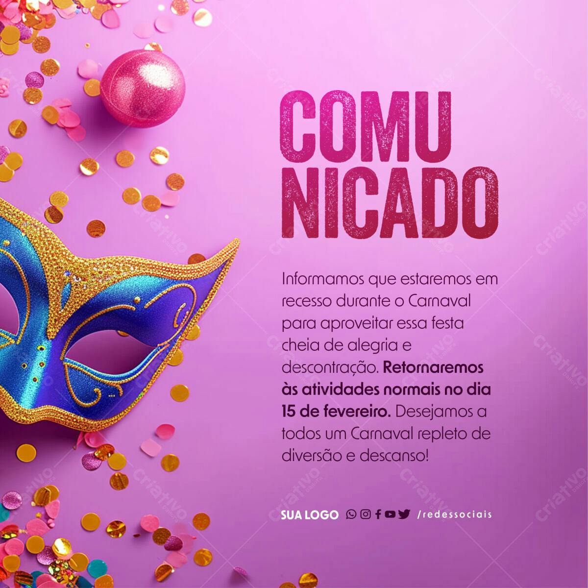 Comunicado Carnaval PSD Editável