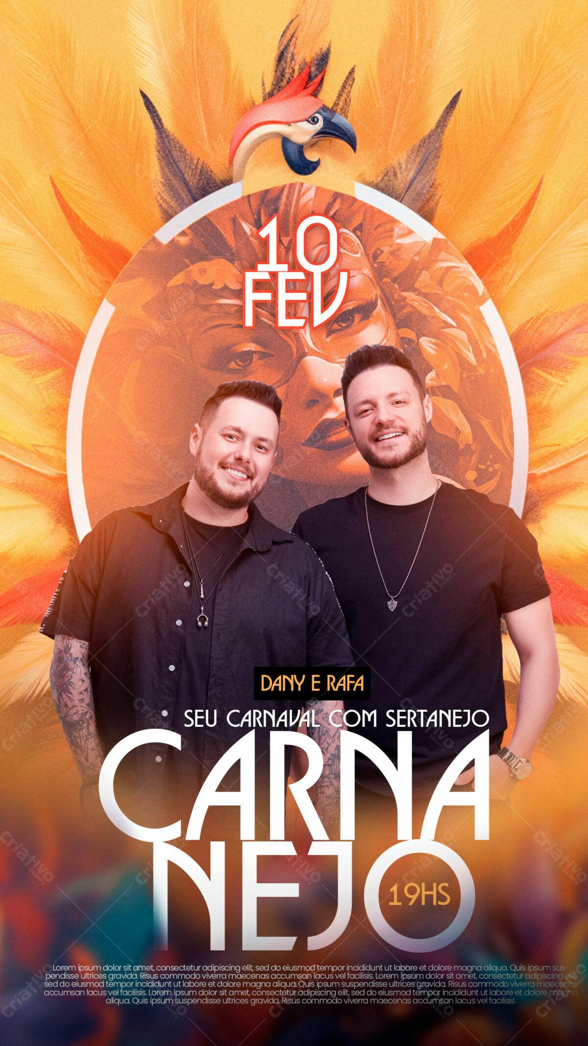 Flyer Carnaval com Sertanejo PSD Editável
