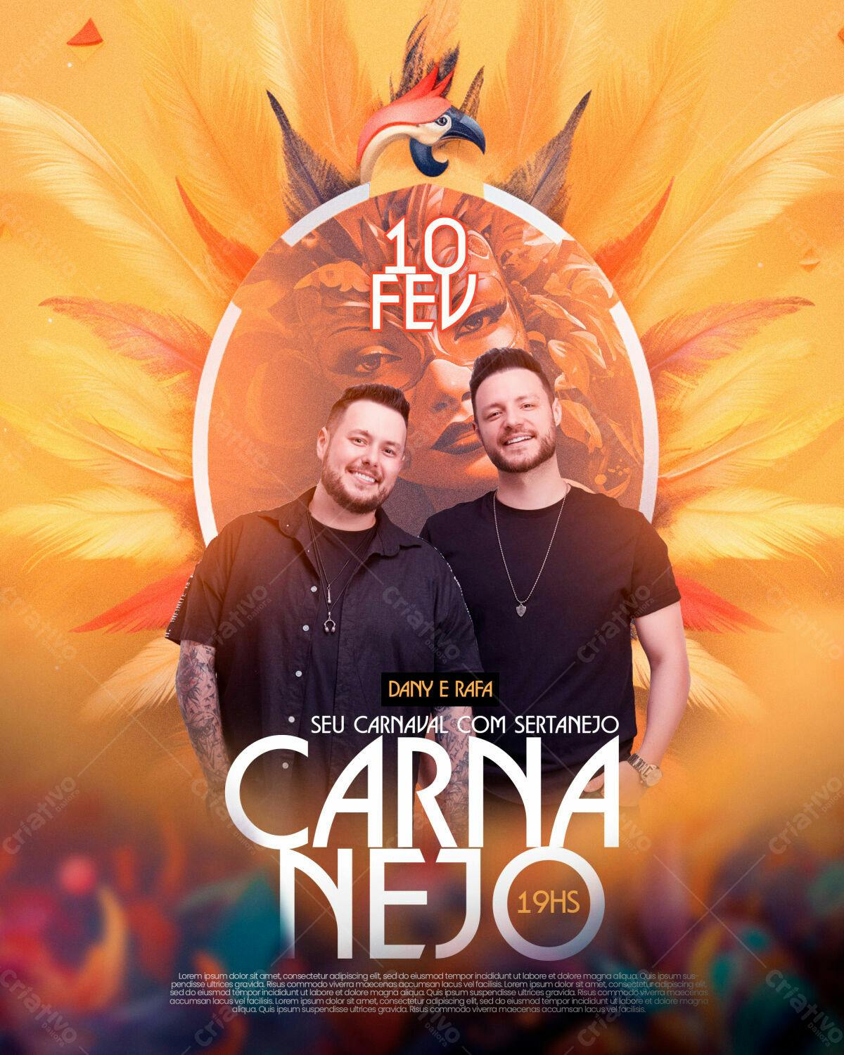 Flyer Carnaval com Sertanejo PSD Editável