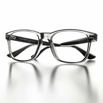 Imagem comercial de um óculos transparente