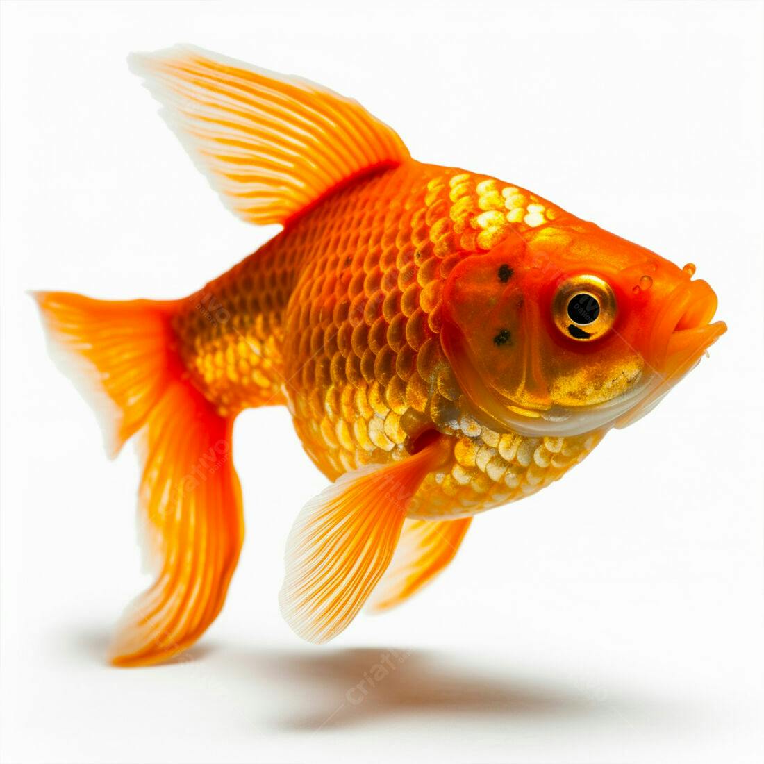 Peixe Dourado Laranja Nadando fundo branco