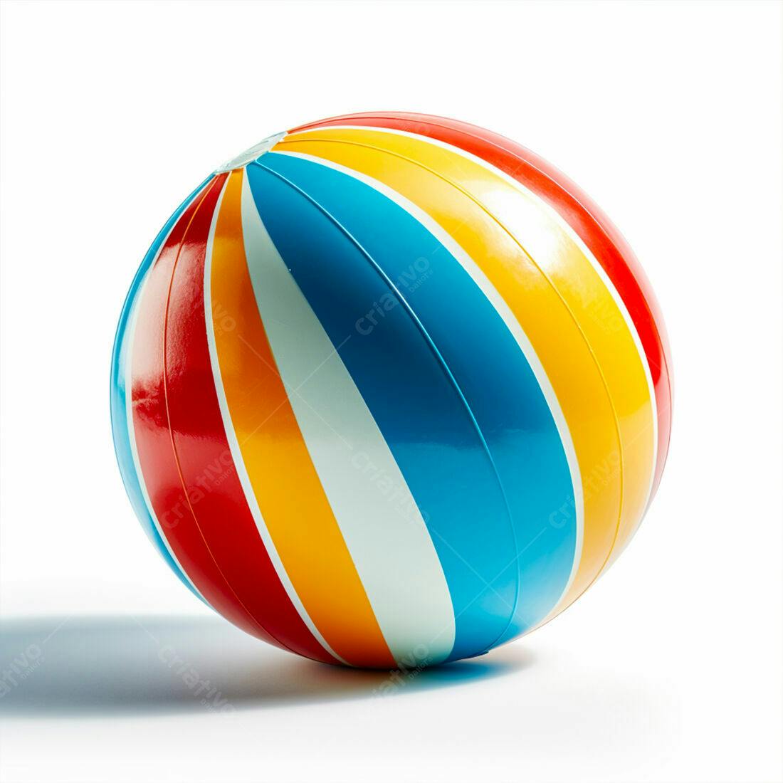 Bola colorida listrada para praia ou piscina