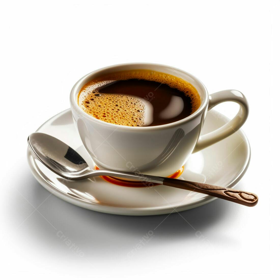 Café expresso cremoso em xícara branca