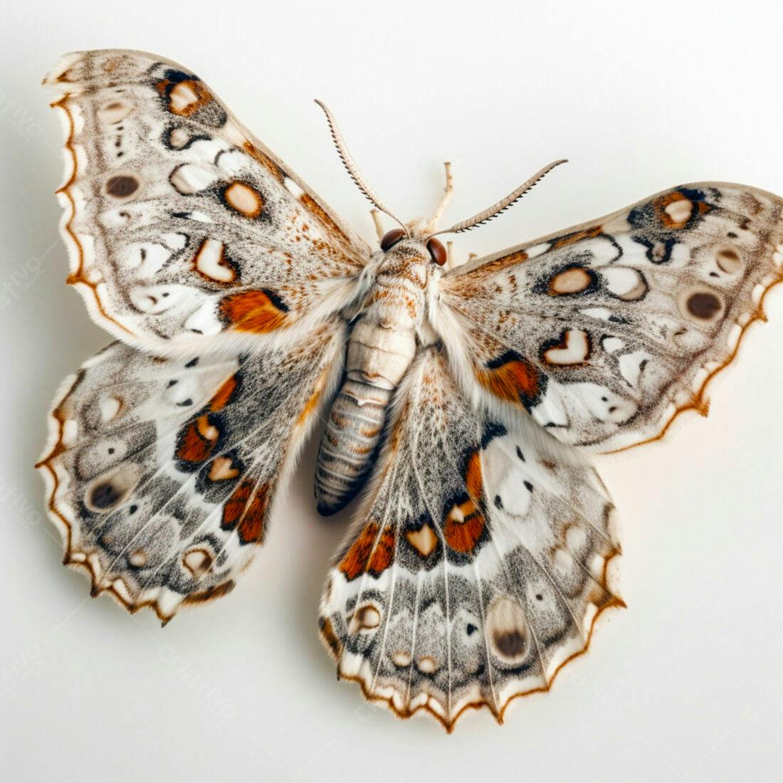 Borboleta com asas cinza e laranja