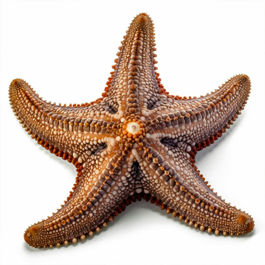 Estrela do mar marrom e bege sobre fundo branco
