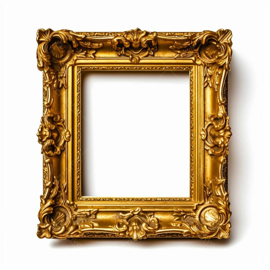 Moldura dourada estilo barroco fundo branco
