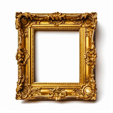 Imagem de um quadro dourado sobre fundo branco