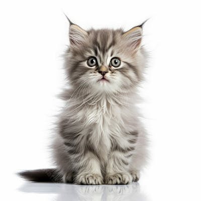Gatinho Cinza Sobre Fundo Branco