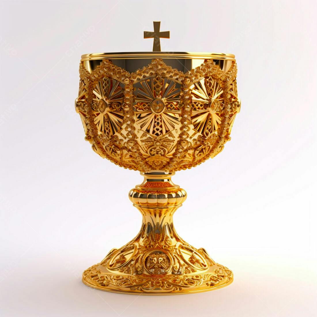 Cálice dourado ornamentado religioso