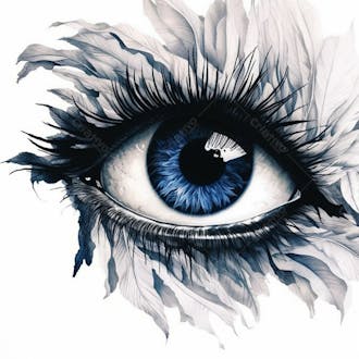Imagem de um olho azul com tinta