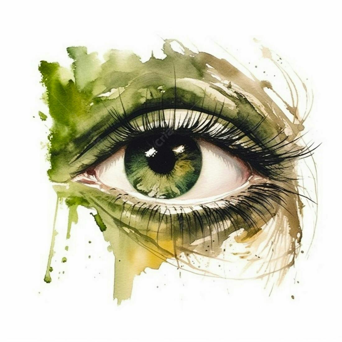 Olho Verde em aquarela Abstrata