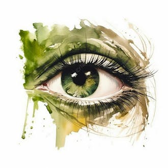 Imagem de um olho verde com tinta