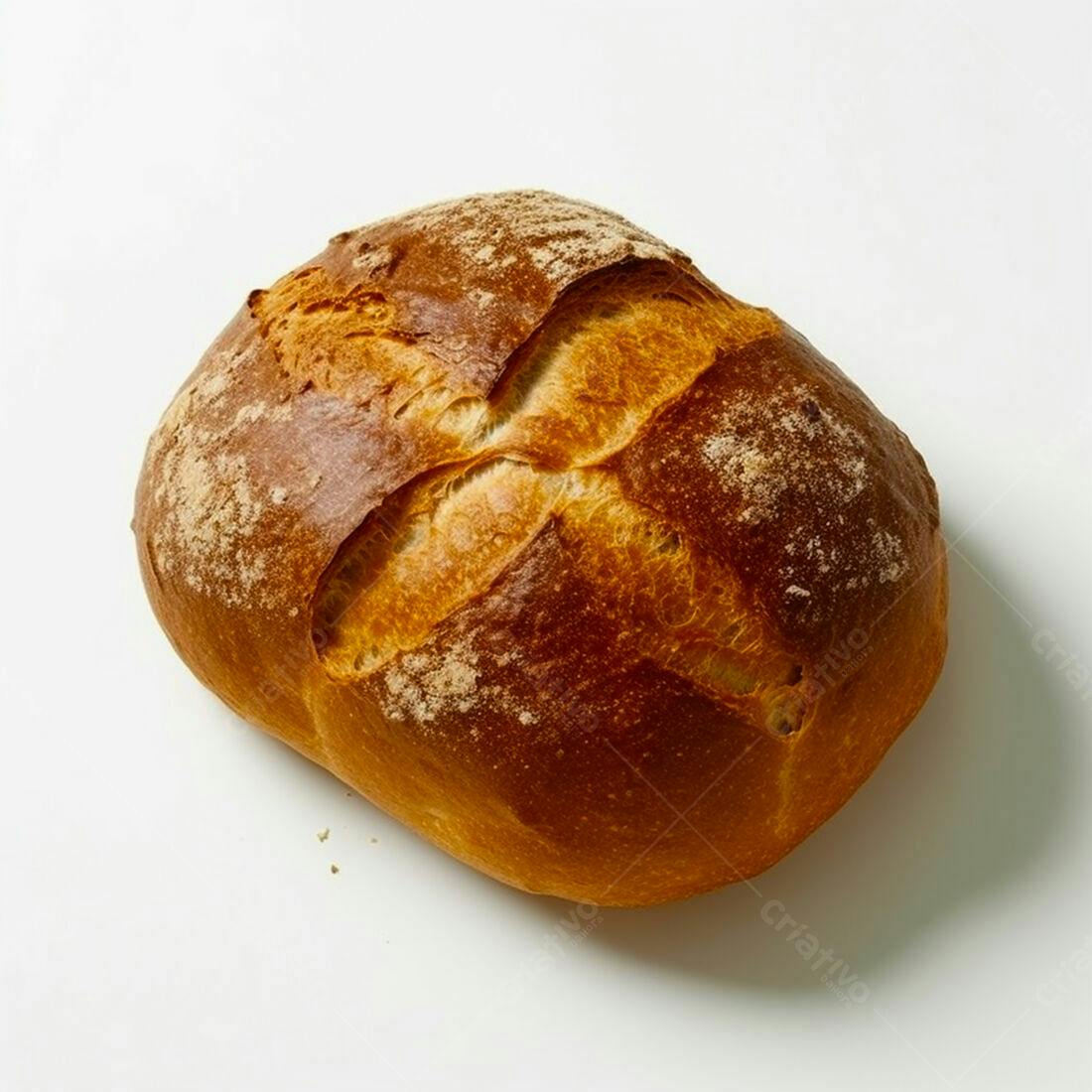 Pão caseiro dourado com crosta crocante