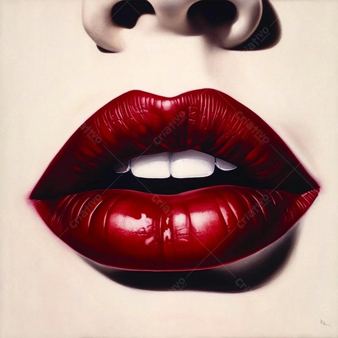 Lábios vermelhos sensual pintura